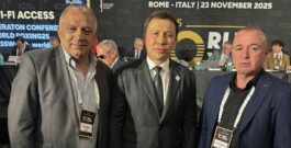 Kryetari Enver Krasniqi dhe sekretari Latif Demolli uruan Presidentin e ri të Boksit Botëror, Gennadiy Golovkin